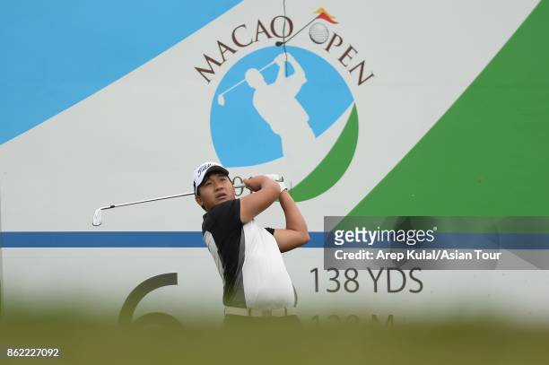 Poom Saksansin of Thailand pictured during practice ahead of the Macao Open at Macau Golf and Country Club on October 17, 2017 in Macau, Macau.