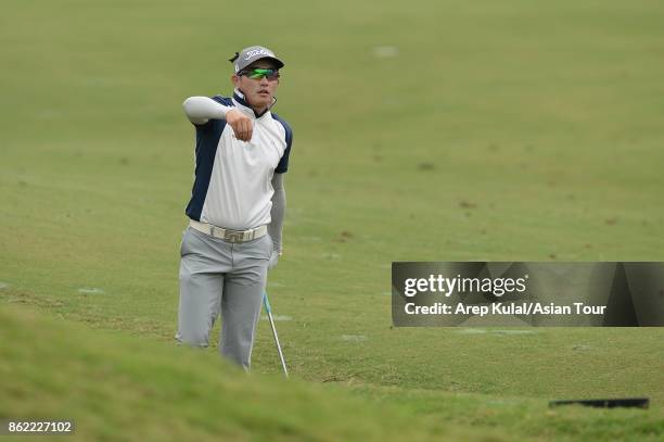 Sattaya Supupramai of Thailand pictured during practice ahead of the Macao Open at Macau Golf and Country Club on October 17, 2017 in Macau, Macau.