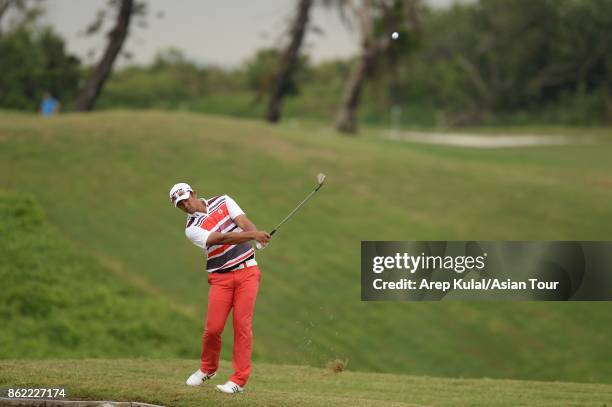 Arie Irawan of Malaysia pictured during practice ahead of the Macao Open at Macau Golf and Country Club on October 17, 2017 in Macau, Macau.