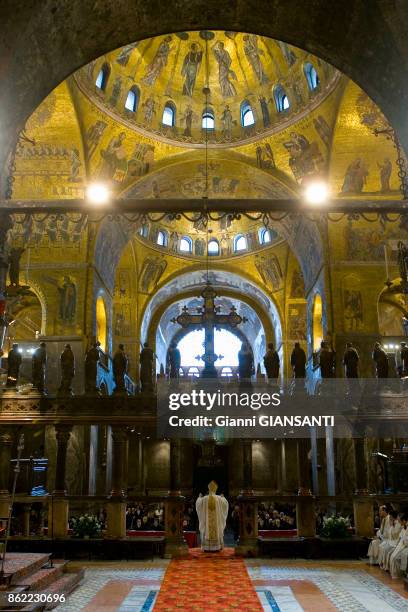 Patriarch of Venice cardinal Angelo Scola during a celebration of the holy mass in the Byzantine cathedral of San Marco, Venice, Italy, 28 January...