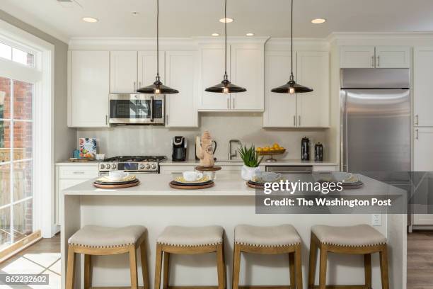 Kitchen in the model Townhome at Mayfair on Main Street on September 29, 2017 in Fairfax Virginia.