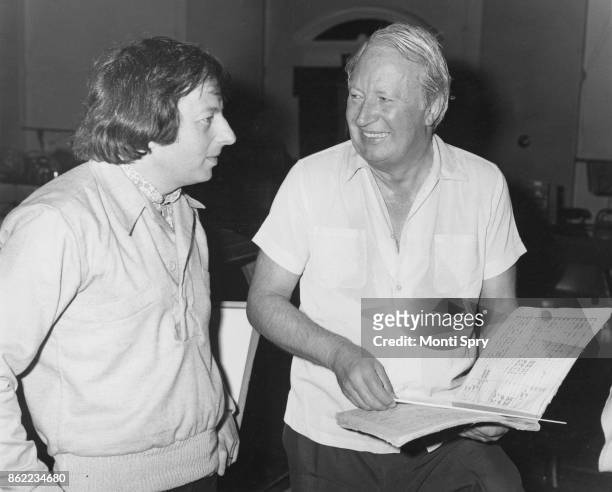 Conservative Party politician Edward Heath with musician and conductor André Previn during rehearsals for two concerts which are to be performed in...