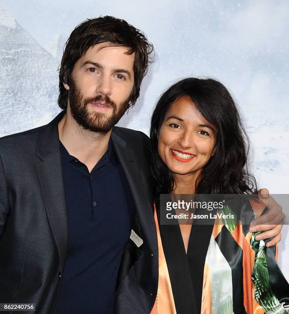 Actor Jim Sturgess and Dina Mousawi attend the premiere of "Geostorm" at TCL Chinese Theatre on October 16, 2017 in Hollywood, California.