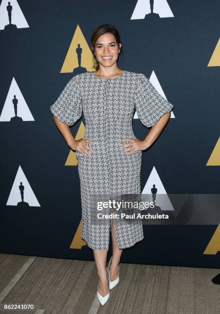 Actress America Ferrera attends the screening of "Real Women Have Curves" at The Academy Of Motion Picture Arts And Sciences on October 16, 2017 in...