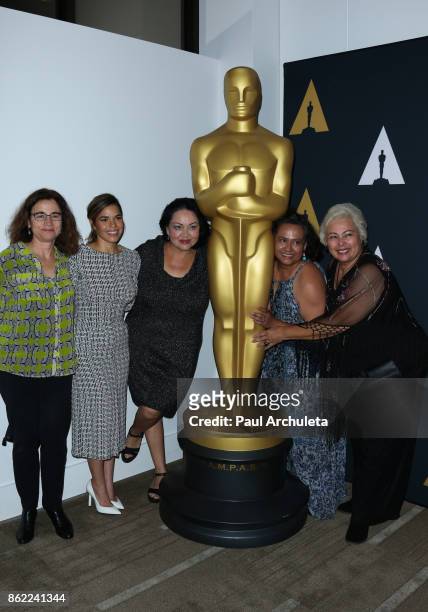 Patricia Cardoso, America Ferrera, Josefina Lopez, Ingrid Oliu and Soledad St. Hilaire attend the screening of "Real Women Have Curves" at The...