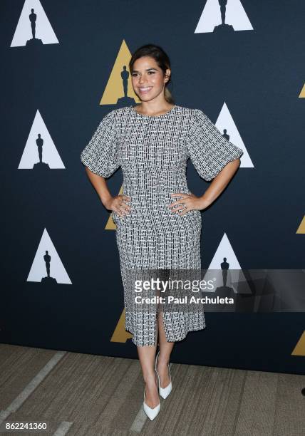 Actress America Ferrera attends the screening of "Real Women Have Curves" at The Academy Of Motion Picture Arts And Sciences on October 16, 2017 in...