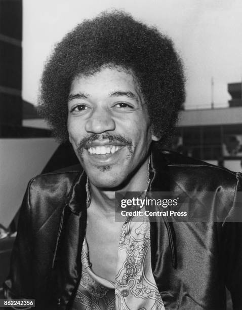 American guitarist, singer and songwriter Jimi Hendrix arrives at Heathrow Airport, London, 27th August 1970.