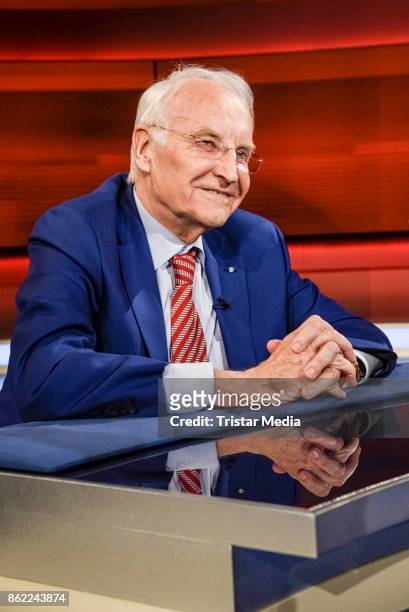 German politician Edmund Stoiber during the 'Hart aber fair' TV Show Photo Call on October 16, 2017 in Berlin, Germany.