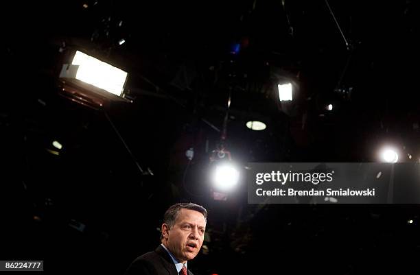 King Abdullah II of Jordan speaks before a pre-taping of "Meet the Press" at NBC April 24, 2009 in Washington, DC. King Abdullah II of Jordan spoke...