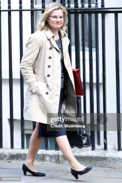 Justine Greening, U.K. Education secretary, arrives for a cabinet meeting at number 10 Downing Street in London, U.K., on Tuesday, Oct. 17, 2017....