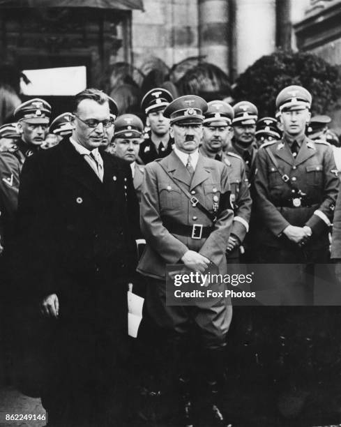 From left to right, Nazi politicians Arthur Seyss-Inquart, Adolf Hitler, Heinrich Himmler and Reinhard Heydrich in Vienna, Austria, 15th March 1938.