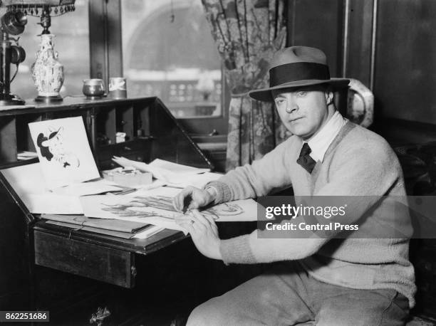 British cartoonist Bruce Bairnsfather , whose best-known character was 'Old Bill', circa 1930.