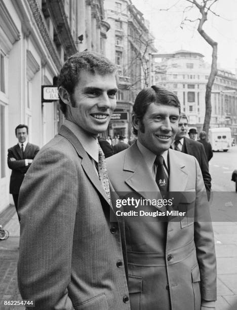 Brothers Greg and Ian Chappell attend a press reception for the Australian touring cricket team at the Waldorf Hotel in London, 19th April 1972. Ian...