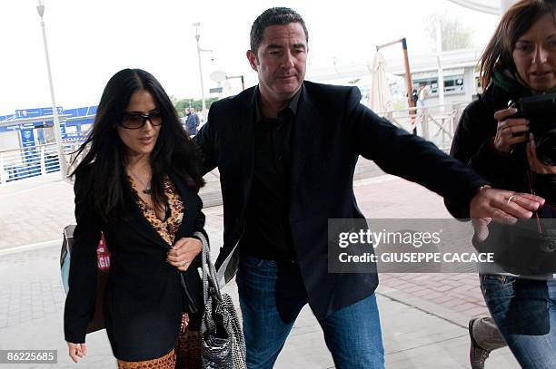 Mexican actress Salma Hayek arrives at Marco Polo airport a day after her wedding party with French billionaire Francois-Henri Pinault in Venice on...