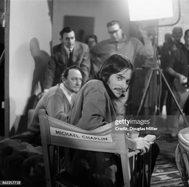 American actor Michael Chaplin, the son of Charlie Chaplin and Oona O'Neill, waits for a screen test for the movie 'Promise Her Anything' at...