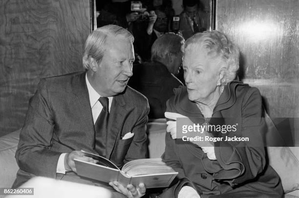 Clementine Churchill , Baroness Spencer-Churchill, the widow of Sir Winston Churchill, chats with British Prime Minister Edward Heath during a...