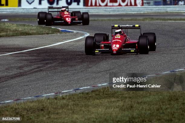 Gerhard Berger, Michele Alboreto, Ferrari F1/87/88C, Grand Prix of Germany, Hockenheimring, 24 July 1988.