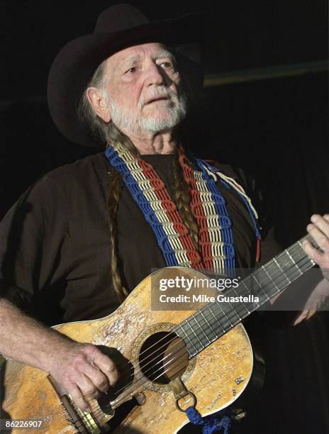 Singer Willie Nelson performing at the 19th Annual Hollywood Charity Horse Show at the Los Angeles Equestrian Center on April 25, 2009 in Burbank,...