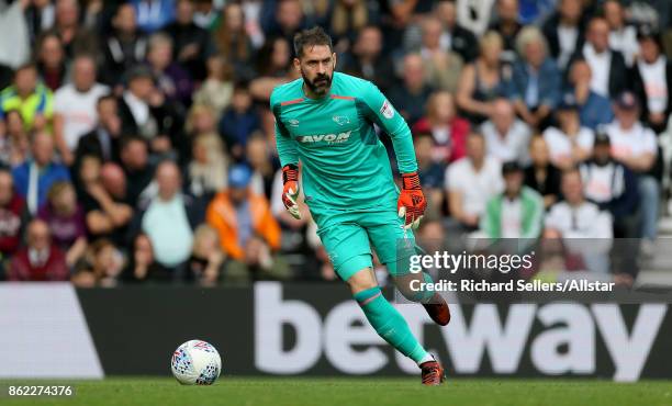 Derby County goalkeeper Scott Carson during the Sky Bet Championship match between Derby County and Nottingham Forest at the Pride Park Stadium on...