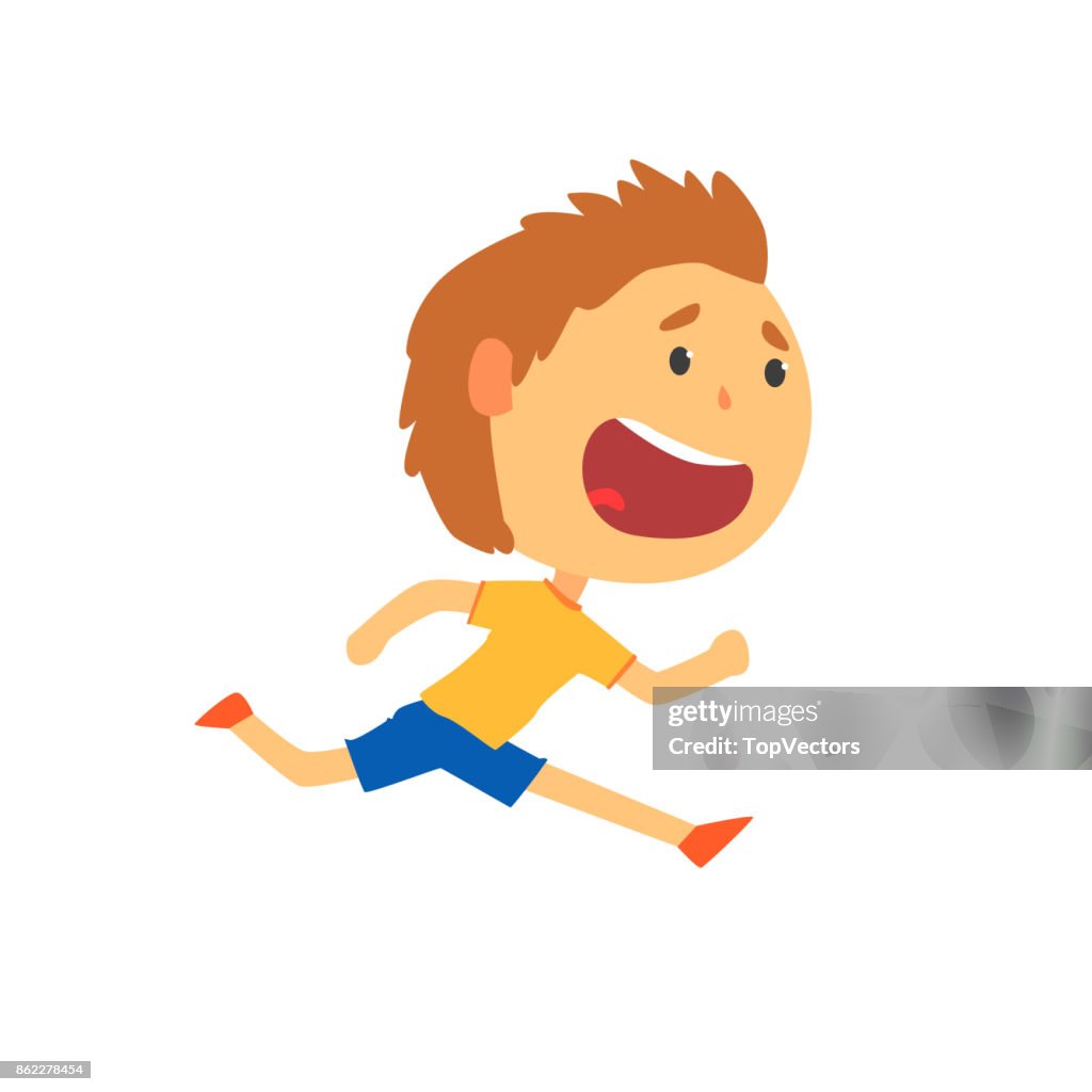 Feliz Niño Corriendo Niños Vectores De Dibujos Animados De Actividad Física  Ilustración Ilustración de stock - Getty Images