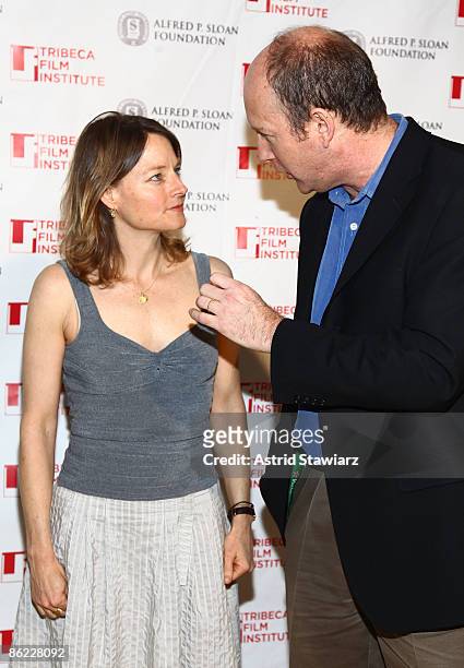 Alfred P. Sloan Foundation program director Doron Weber and actress/director Jodie Foster attend the "Sloan" scene readings during the 2009 Tribeca...