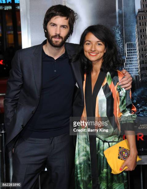 Actor Jim Sturgess and Dina Mousawi attend the premiere of Warner Bros. Pictures' 'Geostorm' at TCL Chinese Theatre on October 16, 2017 in Hollywood,...