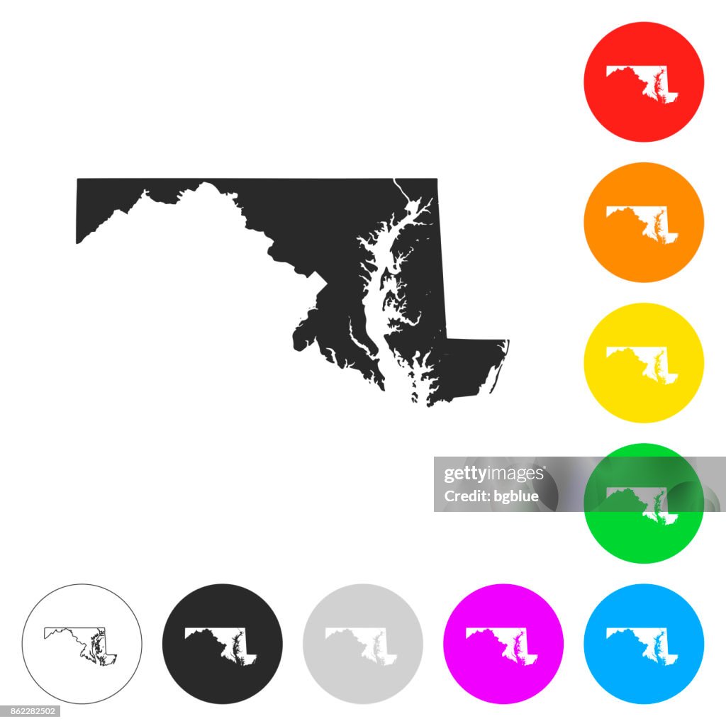 Maryland karta - platt ikoner på annan Färgknappar