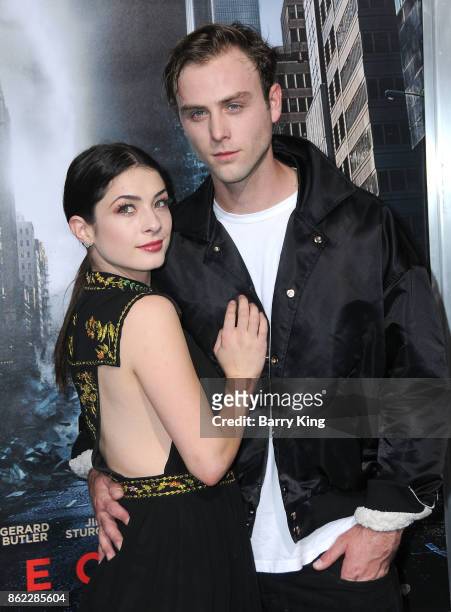 Actress Niki Koss and actor Sterling Beaumon attend the premiere of Warner Bros. Pictures' 'Geostorm' at TCL Chinese Theatre on October 16, 2017 in...