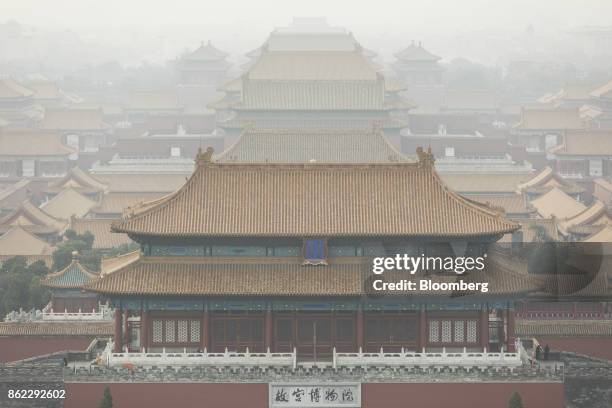 The Forbidden City stands shrouded in haze in Beijing, China, on Tuesday, Oct. 17, 2017. President Xi Jinping is expected to emerge from the...