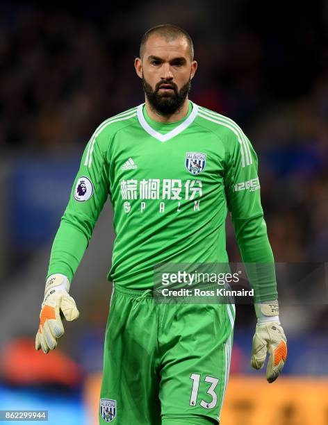 Boaz Myhill of West Bromwich Albion in action during the Premier League match between Leicester City and West Bromwich Albion at The King Power...