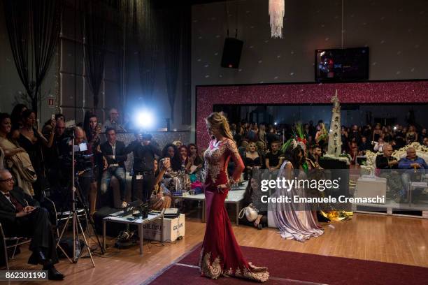 Contestant on the catwalk of the 25th edition of Miss Trans Italia on October 13, 2017 in Corsico, in the outskirt of Milan, Italy. Miss Trans Italia...