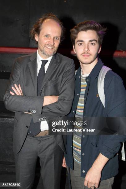 Producer Jean-Marc Dumontet and Humorist Panayotis Pascot attend JMD Press Conference at Point Virgule on October 17, 2017 in Paris, France.