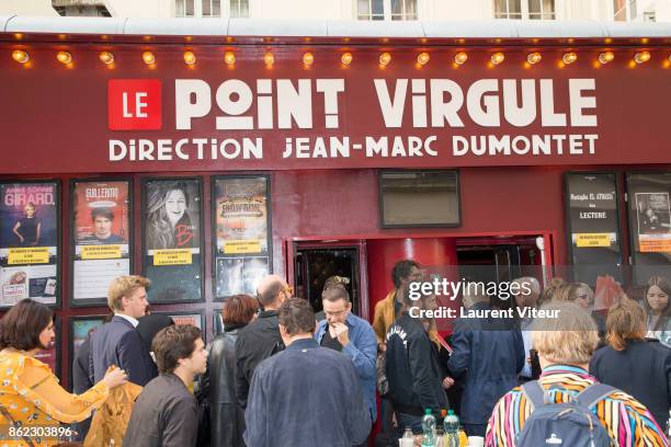 Illustration view of JMD Press Conference at Point Virgule on October 17, 2017 in Paris, France.