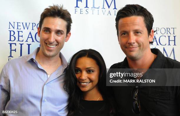 Producer Paul Alessi , actress Danielle Nicloet and actor Ross McCall arrive for the premiere of the film "Knuckle Draggers" at the Newport Beach...