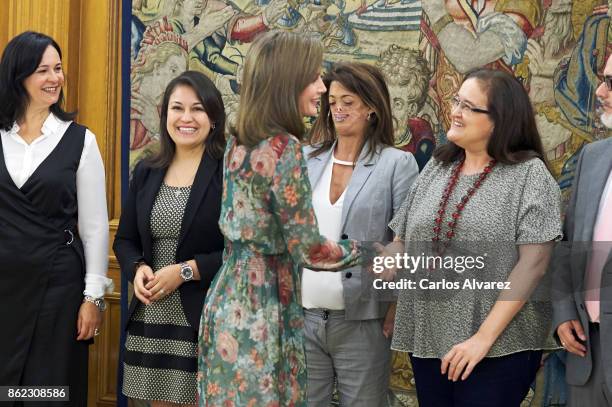 Queen Letizia of Spain attends several audiences at the Zarzuela Palace on October 17, 2017 in Madrid, Spain.