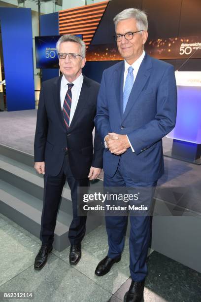 Thomas de Maiziere and Thomas Bellut attend the XY Award 2017 as part of 'Aktenzeichen XY... Ungeloest' celebrates its 50th Anniversary' on October...