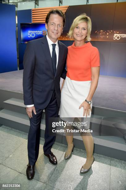 German presenter Rudi Cerne and german presenter Barbara Hahlweg attend the XY Award 2017 as part of 'Aktenzeichen XY... Ungeloest' celebrates its...