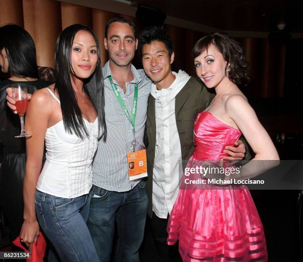 Actress Jessalyn Wanlim, director Julio DePietro, actor Aaron Yoo and Kathy Searle attend the after party for "The Good Guy" during the 2009 Tribeca...