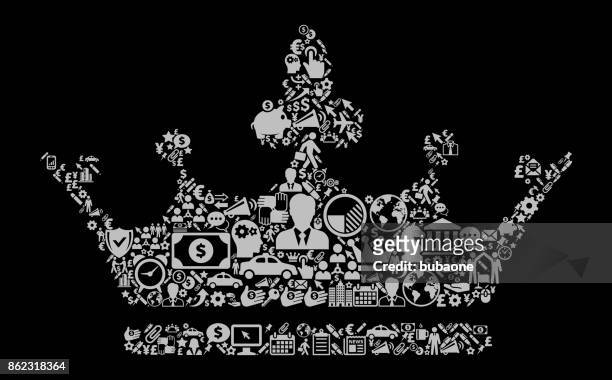 illustrations, cliparts, dessins animés et icônes de la couronne icône business et finances vector icon pattern - les rois du monde