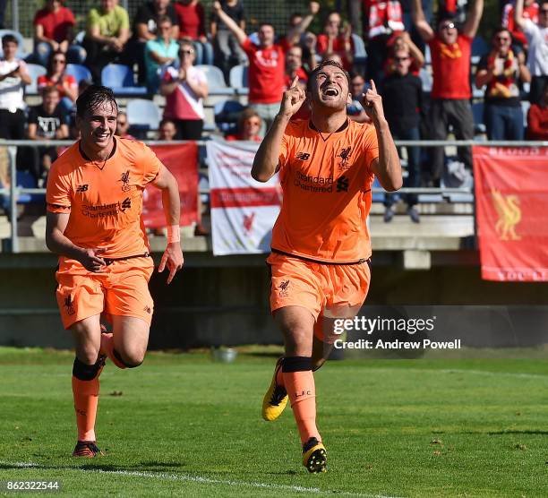 Herbie Kane of Liverpool celebrates after scoring the second for Liverpool during the UEFA Youth League group E match between NK Maribor and...