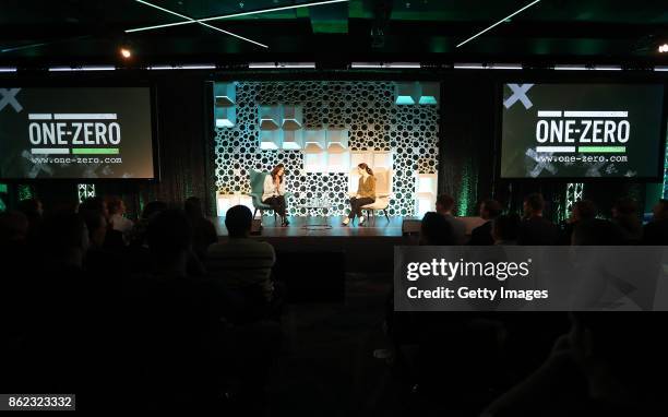 One - Zero 2017, Hope Solo speaking with Joanne Cantwell at Croke Park on October 17, 2017 in Dublin, Ireland.