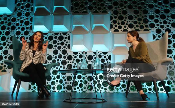 One - Zero 2017, Hope Solo speaking with Joanne Cantwell at Croke Park on October 17, 2017 in Dublin, Ireland.