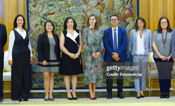 Queen Letizia of Spain attends Audiences at Zarzuela Palace on October 17, 2017 in Madrid, Spain.