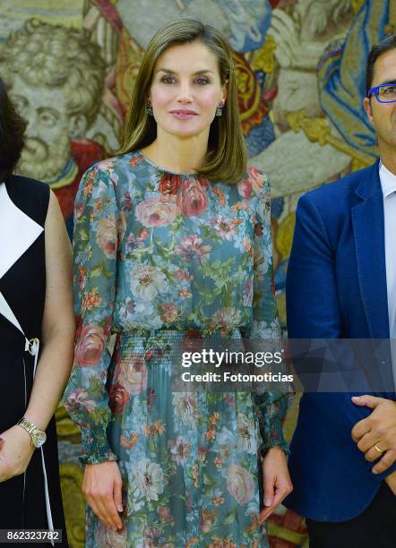 Queen Letizia of Spain attends Audiences at Zarzuela Palace on October 17, 2017 in Madrid, Spain.