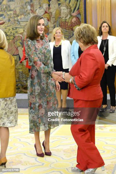 Queen Letizia of Spain attends Audiences at Zarzuela Palace on October 17, 2017 in Madrid, Spain.
