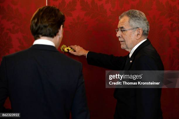 Austrian President Alexander Van der Bellen meets Austrian Foreign Minister and leader of the conservative Austrian People's Party Sebastian Kurz...