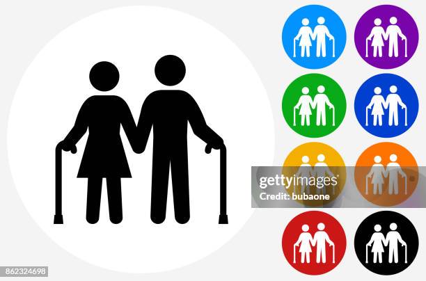 older couple with canes - retirement home stock illustrations