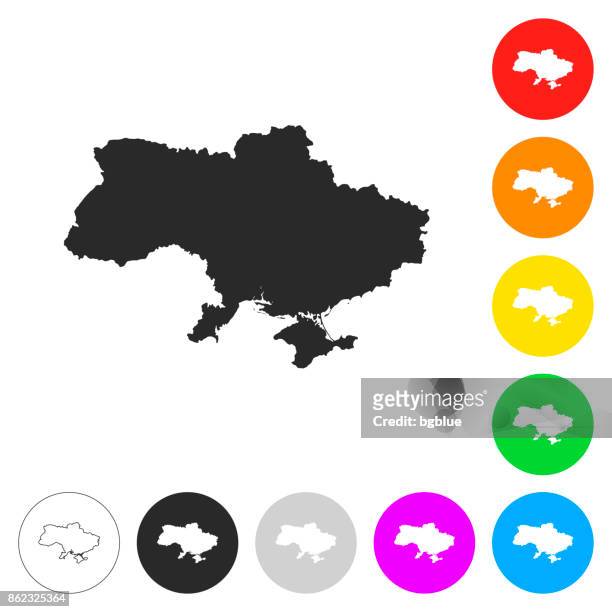 ilustrações, clipart, desenhos animados e ícones de mapa da ucrânia - flat ícones nos botões de cor diferente - ucrânia