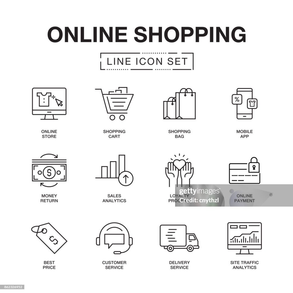 ONLINE-SHOPPING LINE ICONS SET