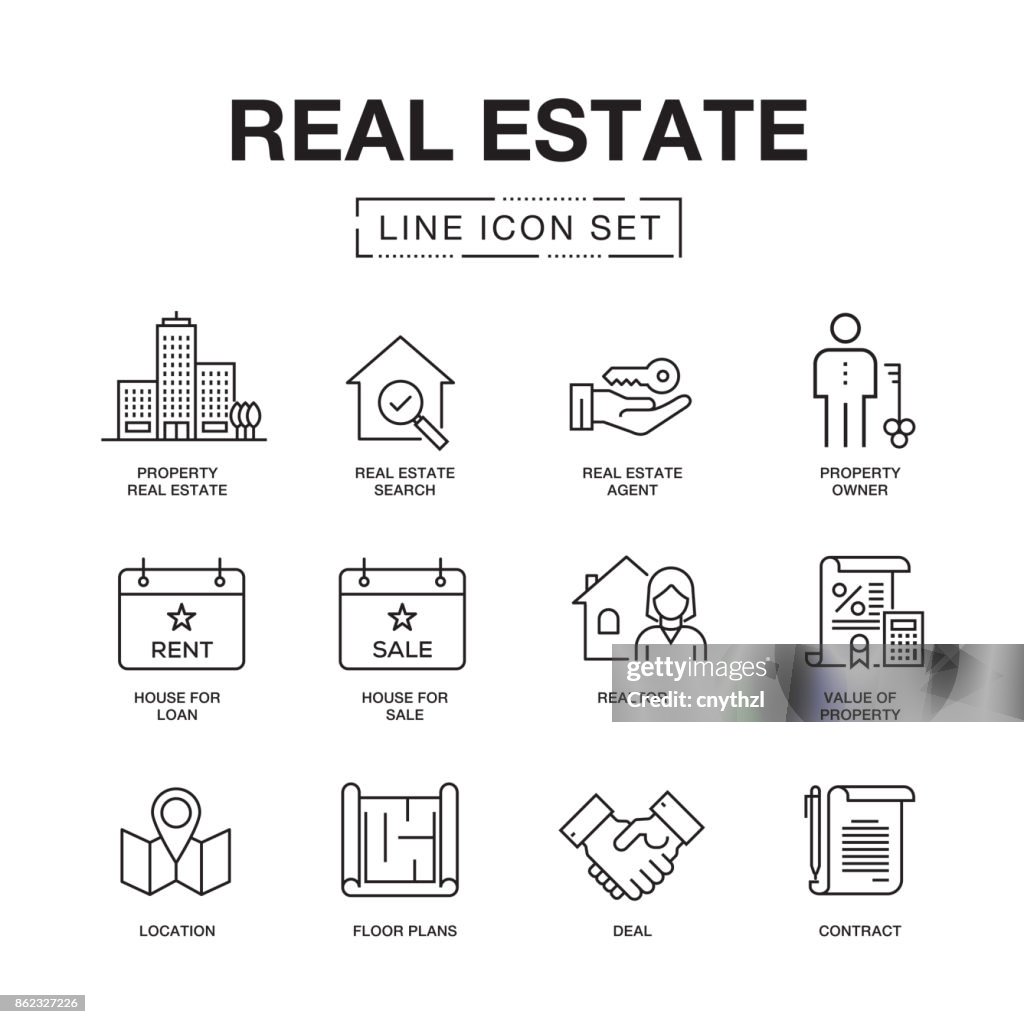 REAL ESTATE LINE ICONS SET